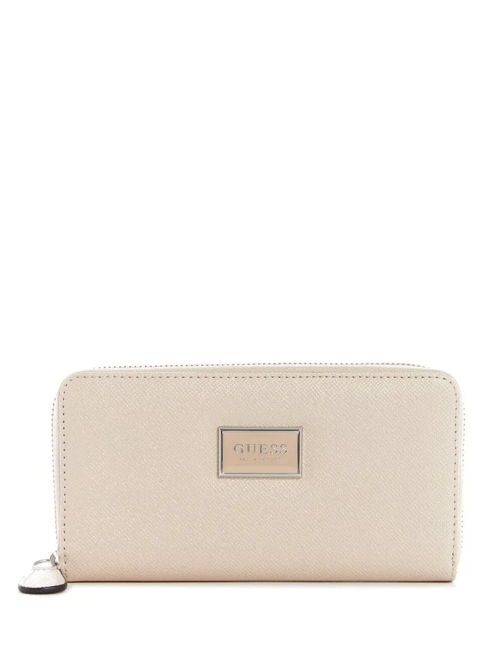 Guess Factory Women's Beige Faux-Leather Zip-Around Wallet, Beige